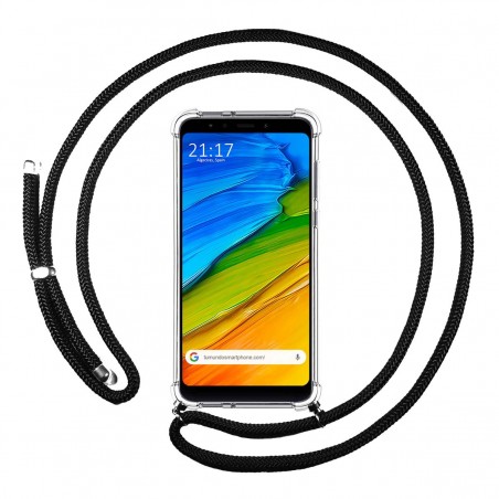 Funda Colgante Transparente para Xiaomi Redmi 5 Plus con Cordon Negro