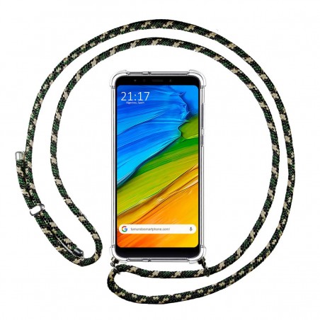 Funda Colgante Transparente para Xiaomi Redmi 5 Plus con Cordon Verde / Dorado