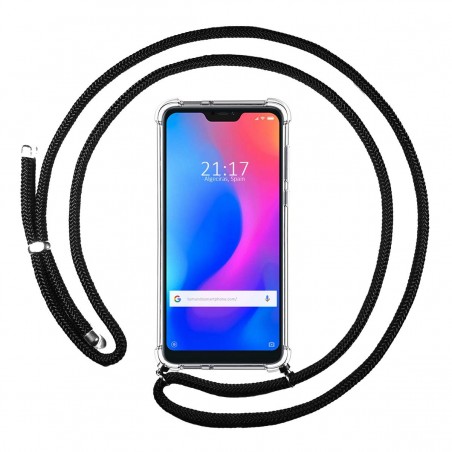 Funda Colgante Transparente para Xiaomi Redmi 6 Pro / Mi A2 Lite con Cordon Negro