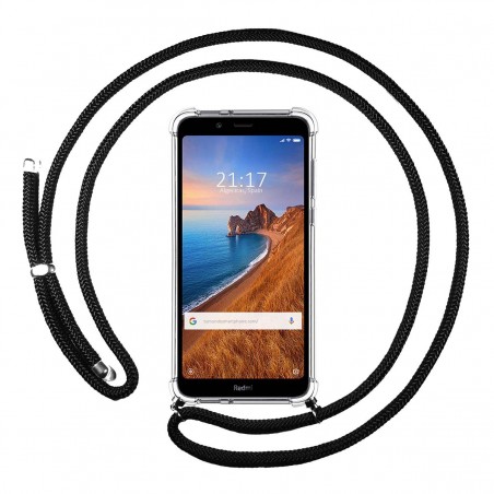 Funda Colgante Transparente para Xiaomi Redmi 7A con Cordon Negro