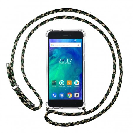 Funda Colgante Transparente para Xiaomi Redmi Go con Cordon Verde / Dorado