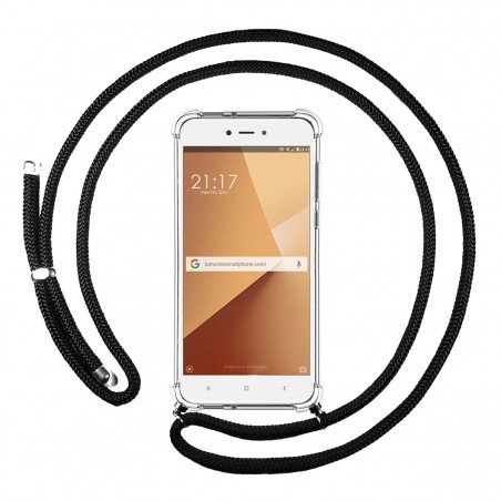 Funda Colgante Transparente para Xiaomi Redmi Note 5A Pro / Prime con Cordon Negro