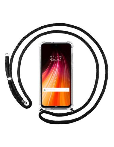 Funda Colgante Transparente para Xiaomi Redmi Note 8 (2019/2021) con Cordon Negro
