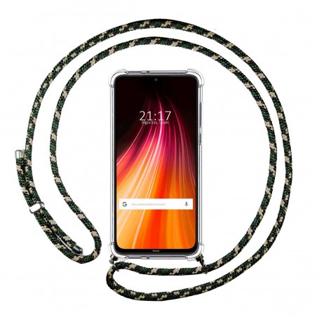Funda Colgante Transparente para Xiaomi Redmi Note 8 (2019/2021) con Cordon Verde / Dorado