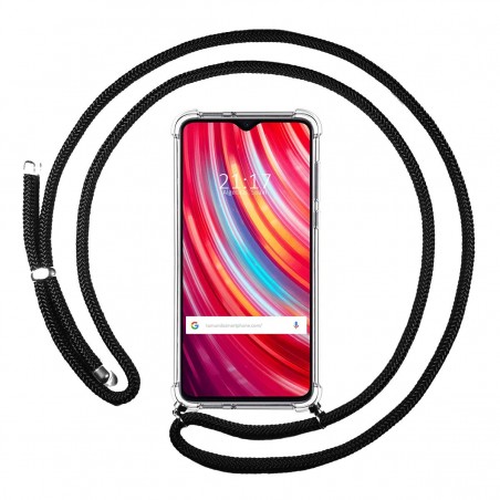 Funda Colgante Transparente para Xiaomi Redmi Note 8 Pro con Cordon Negro