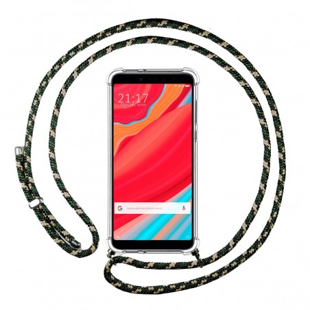 Funda Colgante Transparente para Xiaomi Redmi S2 con Cordon Verde / Dorado