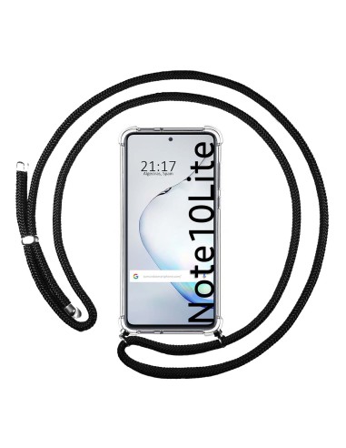 Funda Colgante Transparente para Samsung Galaxy Note 10 Lite con Cordon Negro