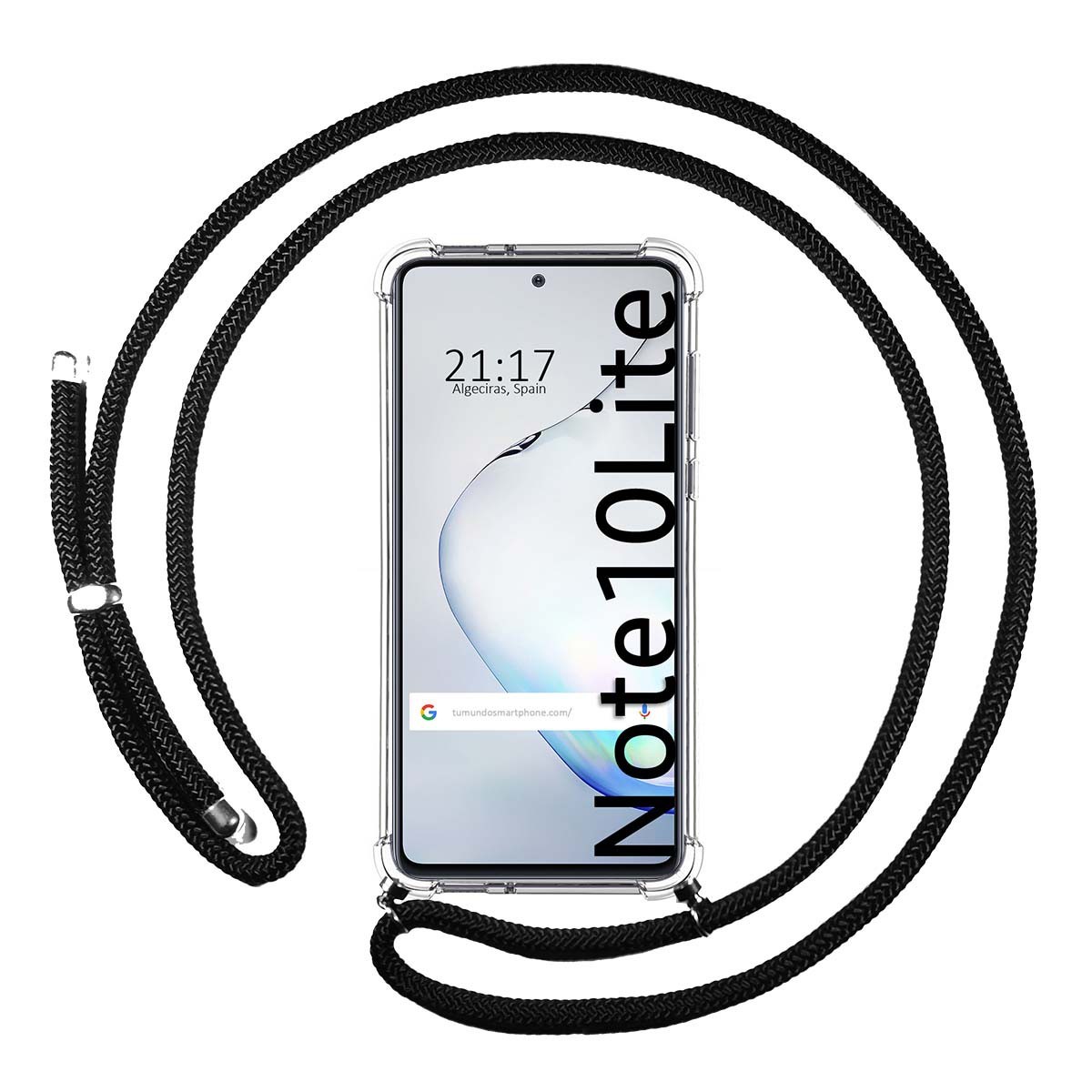 Funda Colgante Transparente para Samsung Galaxy Note 10 Lite con Cordon Negro