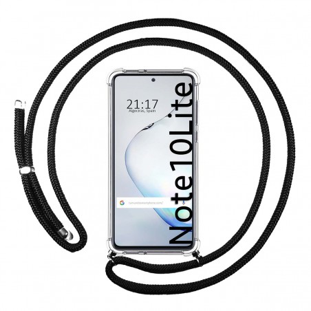 Funda Colgante Transparente para Samsung Galaxy Note 10 Lite con Cordon Negro
