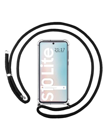 Funda Colgante Transparente para Samsung Galaxy S10 Lite con Cordon Negro