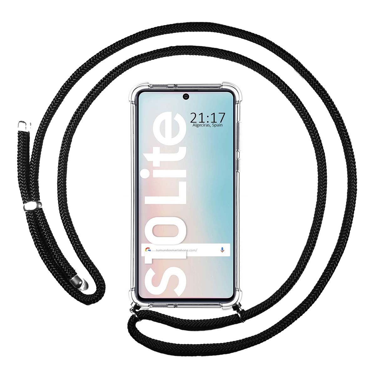 Funda Colgante Transparente para Samsung Galaxy S10 Lite con Cordon Negro