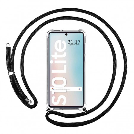 Funda Colgante Transparente para Samsung Galaxy S10 Lite con Cordon Negro
