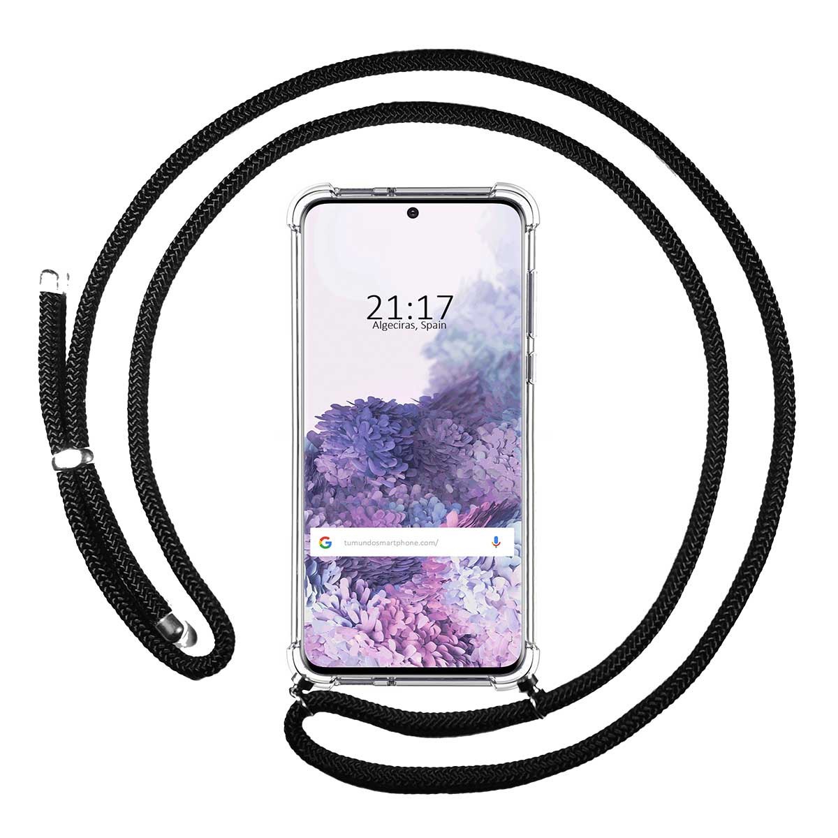 Funda Colgante Transparente para Samsung Galaxy S20 con Cordon Negro