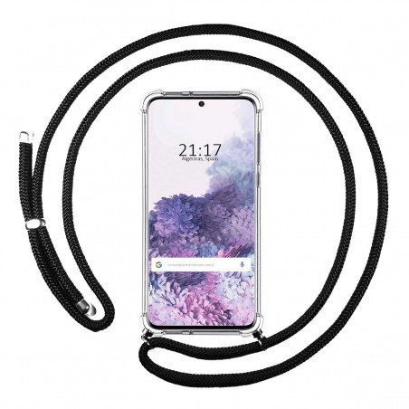 Funda Colgante Transparente para Samsung Galaxy S20 con Cordon Negro
