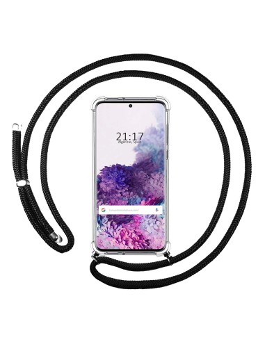 Funda Colgante Transparente para Samsung Galaxy S20+ Plus con Cordon Negro