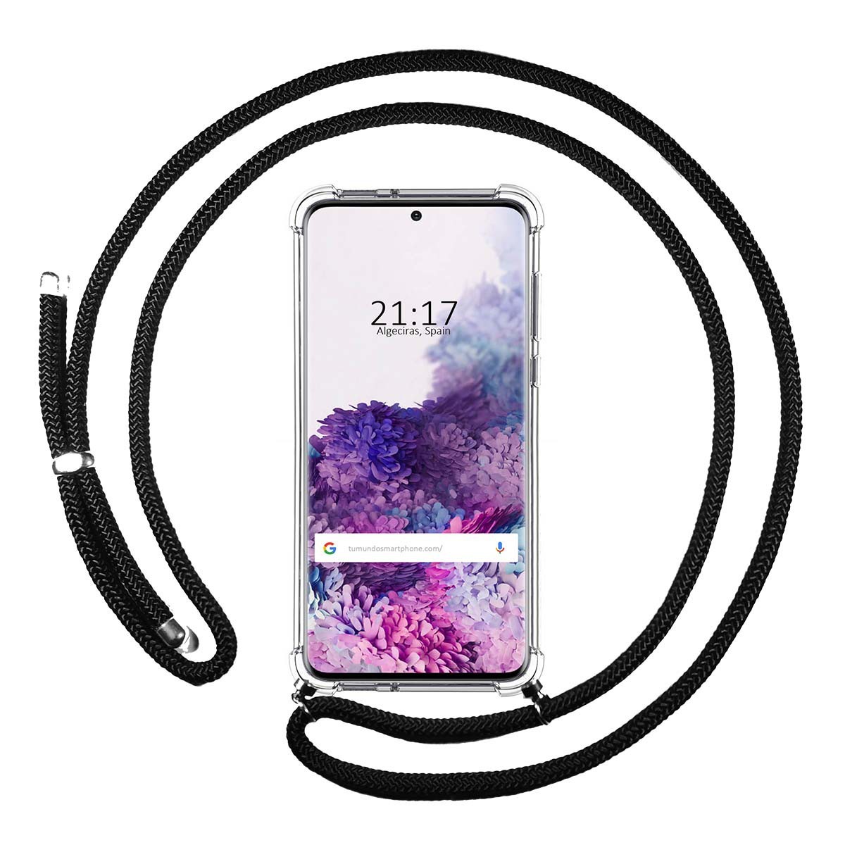 Funda Colgante Transparente para Samsung Galaxy S20+ Plus con Cordon Negro