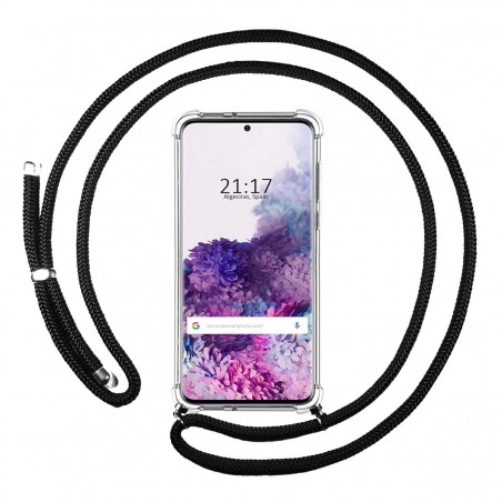 Funda Colgante Transparente para Samsung Galaxy S20+ Plus con Cordon Negro