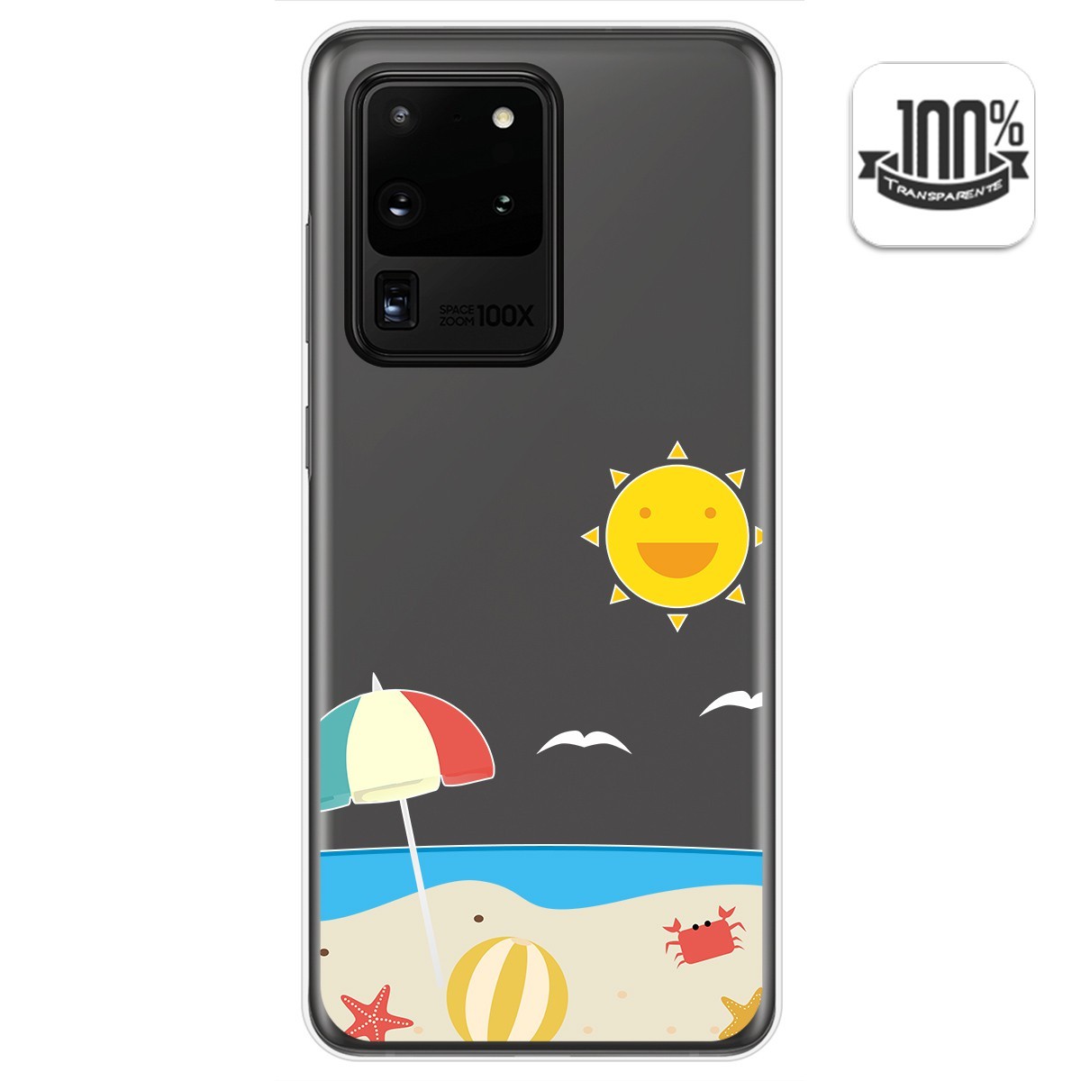 Funda Gel Transparente para Samsung Galaxy S20 Ultra diseño Playa Dibujos