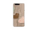 Funda Gel Tpu para Huawei P10 Plus Diseño Corazones Madera Dibujos