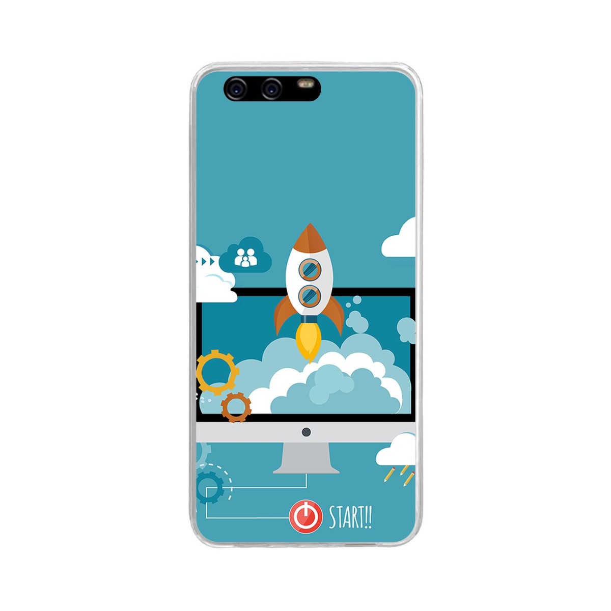 Funda Gel Tpu para Huawei P10 Plus Diseño Cohete Dibujos