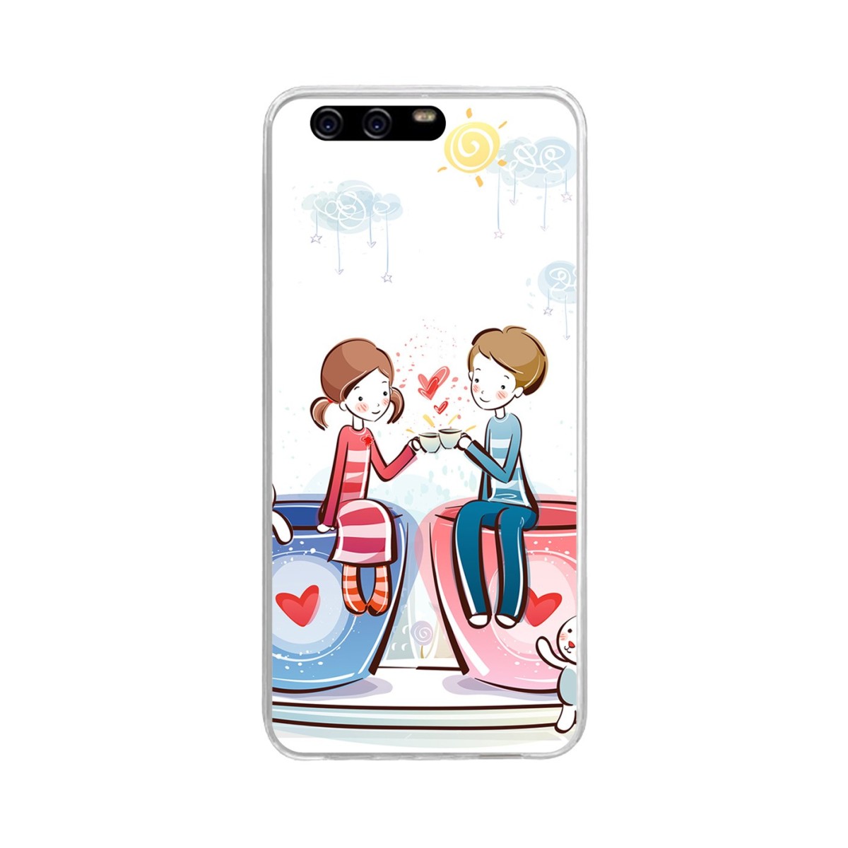 Funda Gel Tpu para Huawei P10 Plus Diseño Cafe Dibujos