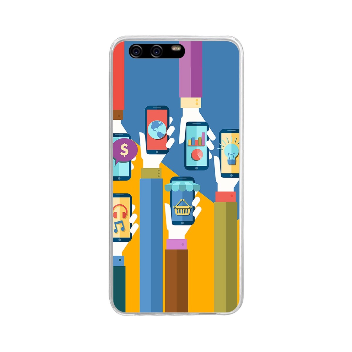 Funda Gel Tpu para Huawei P10 Plus Diseño Apps Dibujos