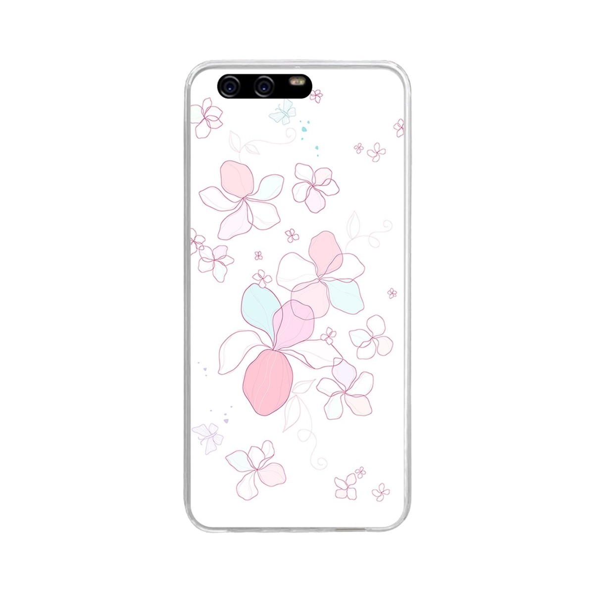 Funda Gel Tpu para Huawei P10 Plus Diseño Flores Minimal Dibujos