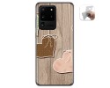 Funda Gel Tpu para Samsung Galaxy S20 Ultra diseño Corazones Madera Dibujos