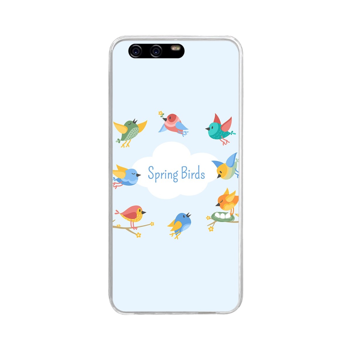 Funda Gel Tpu para Huawei P10 Plus Diseño Spring Birds Dibujos
