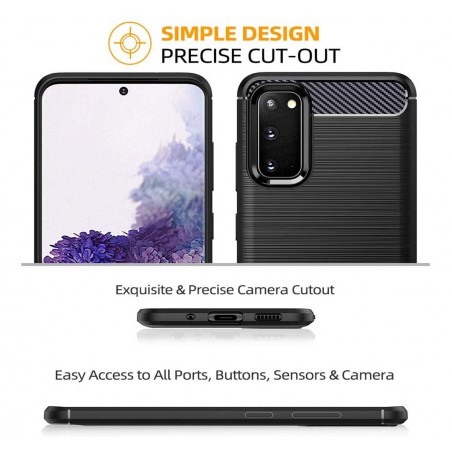 Funda Gel Tpu Tipo Carbon Negra para Samsung Galaxy S20 Ultra