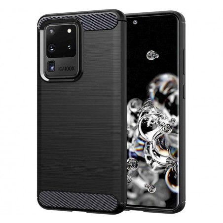 Funda Gel Tpu Tipo Carbon Negra para Samsung Galaxy S20+ Plus