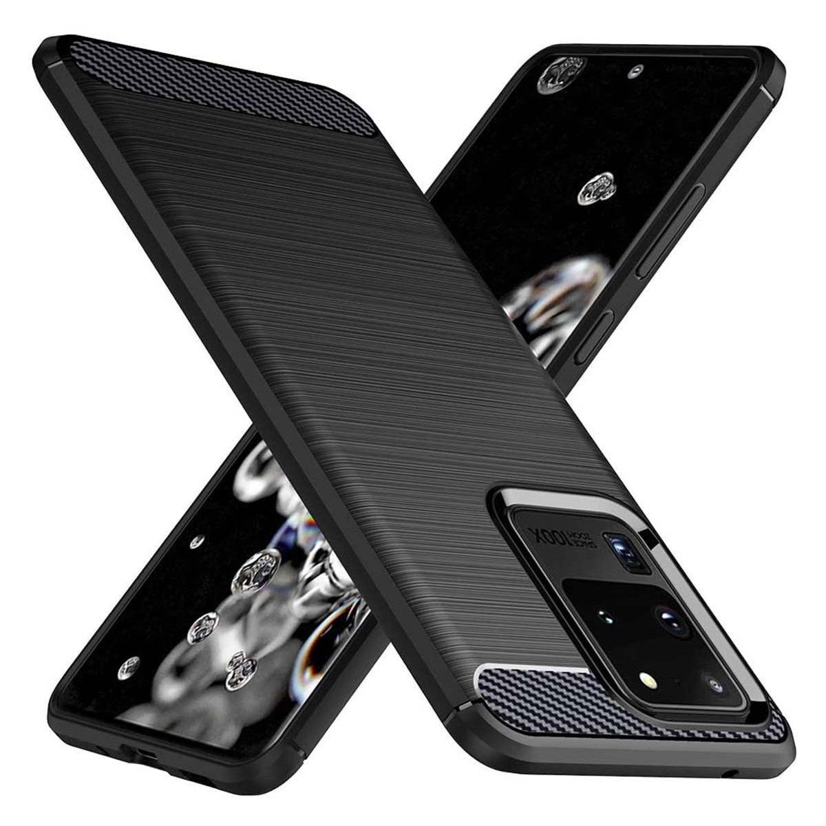 Funda Gel Tpu Tipo Carbon Negra para Samsung Galaxy S20+ Plus