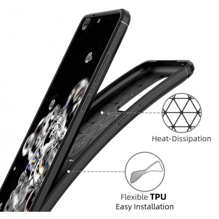 Funda Gel Tpu Tipo Carbon Negra para Samsung Galaxy S20+ Plus