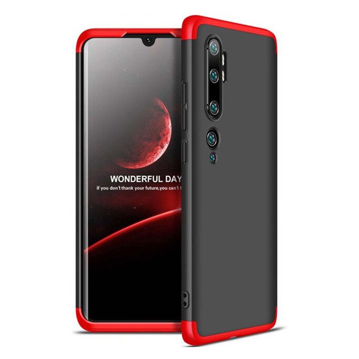 Funda Carcasa GKK 360 para Xiaomi Mi Note 10 Color Negra / Roja