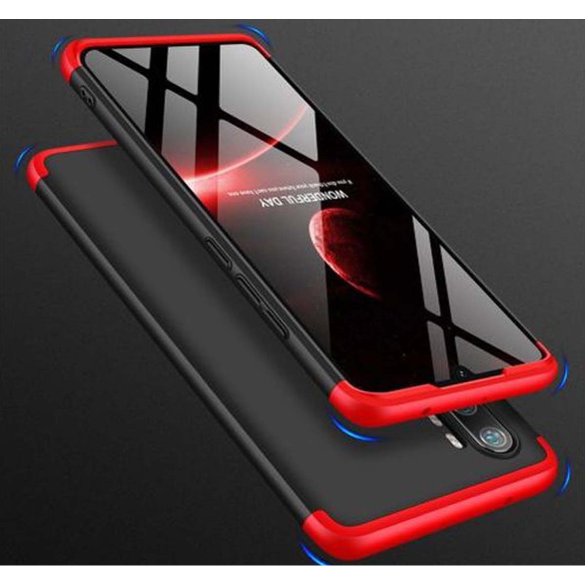 Funda Carcasa GKK 360 para Xiaomi Mi Note 10 Color Negra / Roja