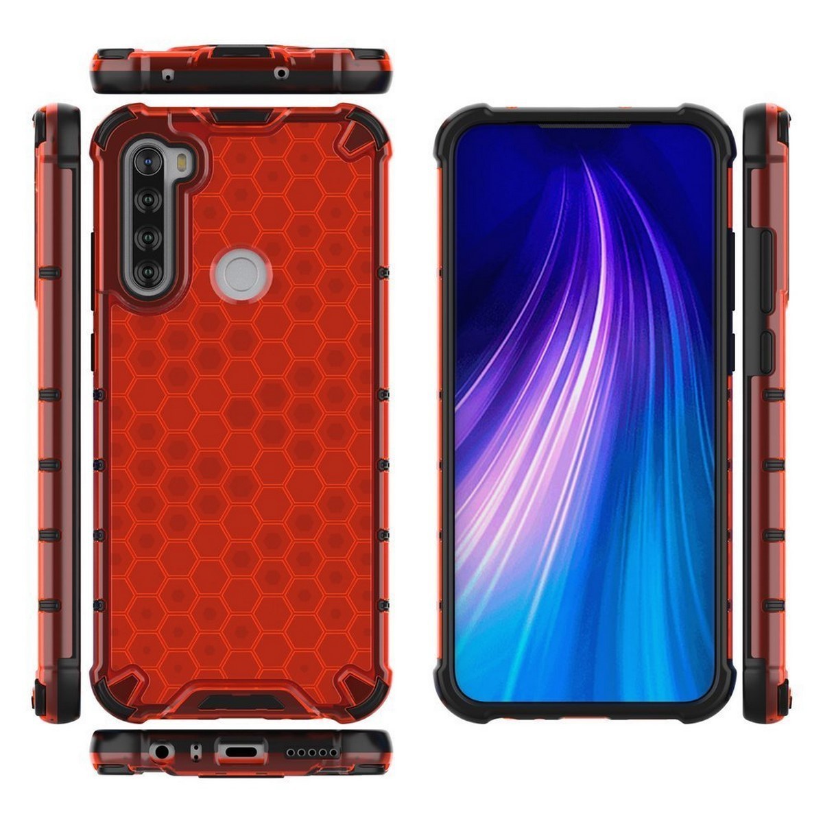 Funda Tipo Honeycomb Armor (Pc+Tpu) Roja para Xiaomi Redmi Note 8T