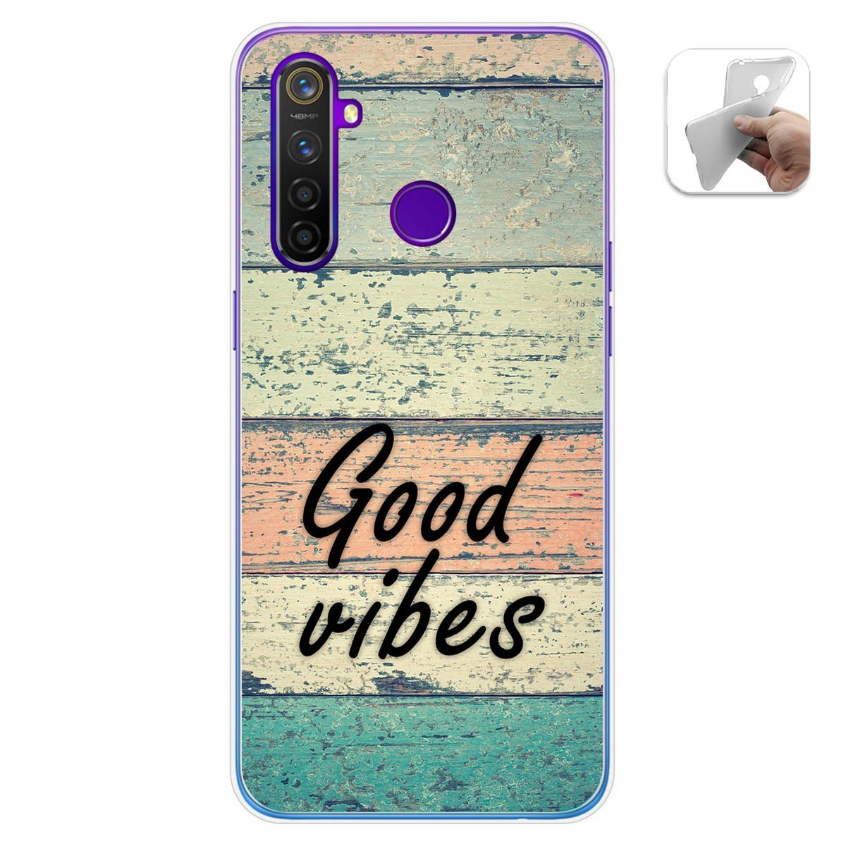 Funda Gel Tpu para Realme 5 Pro diseño Madera 01 Dibujos