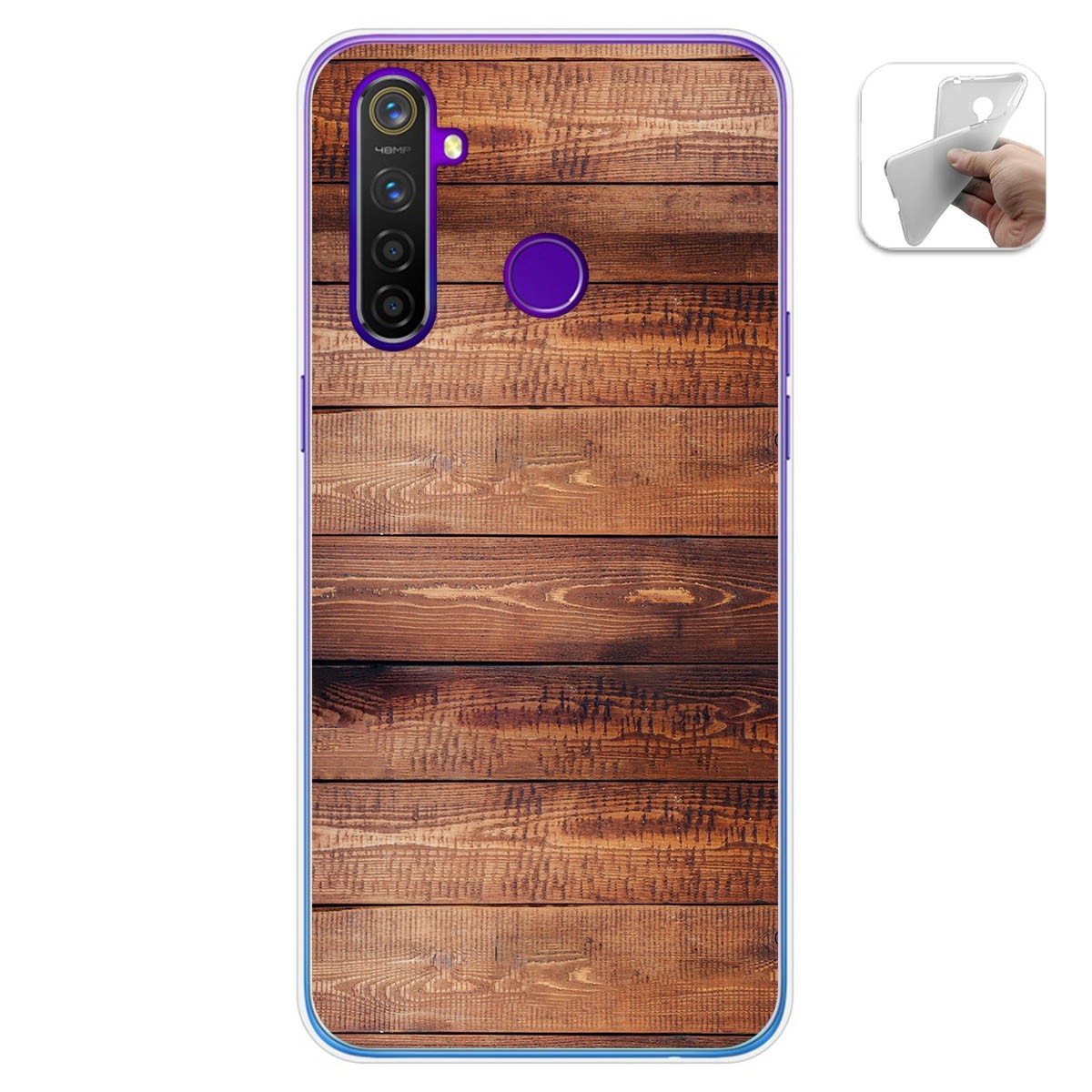 Funda Gel Tpu para Realme 5 Pro diseño Madera 02 Dibujos
