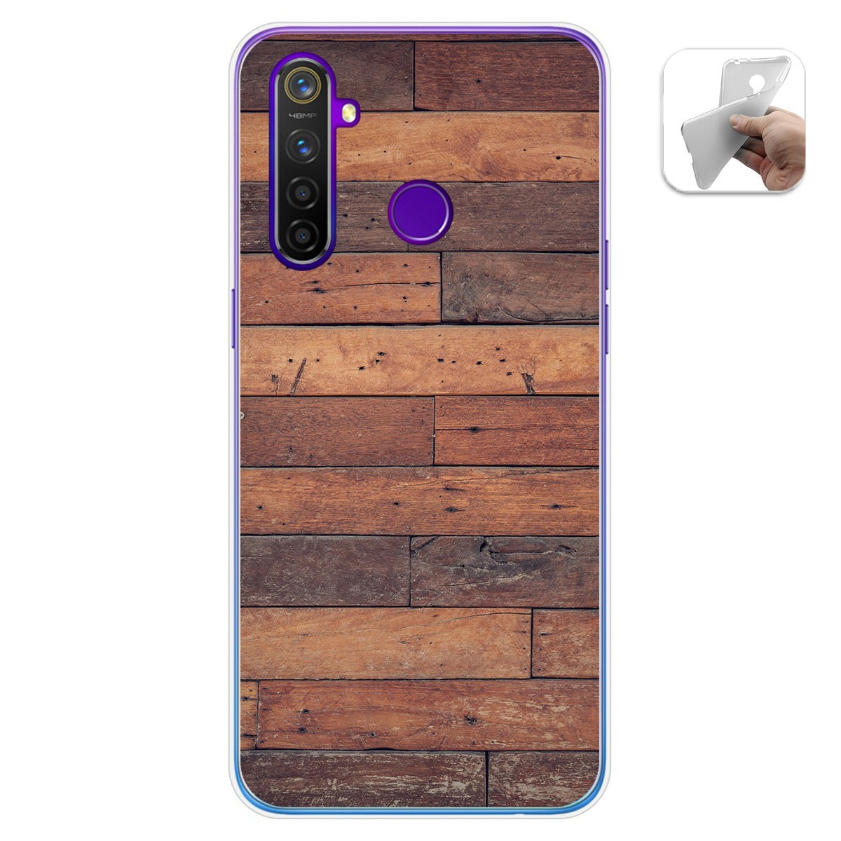 Funda Gel Tpu para Realme 5 Pro diseño Madera 03 Dibujos