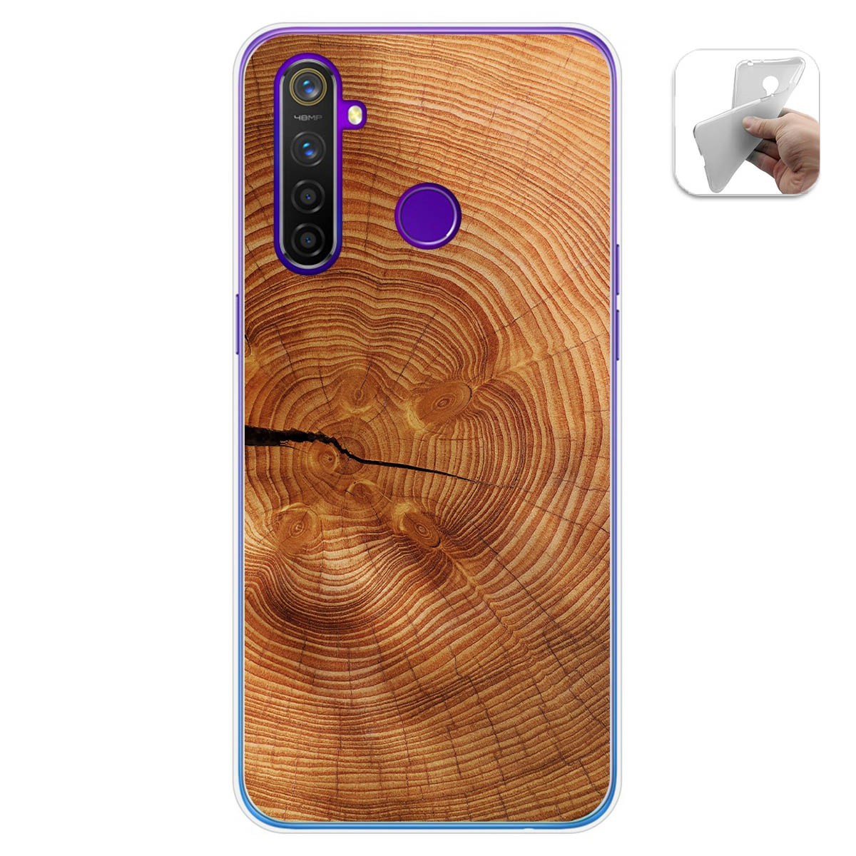 Funda Gel Tpu para Realme 5 Pro diseño Madera 04 Dibujos
