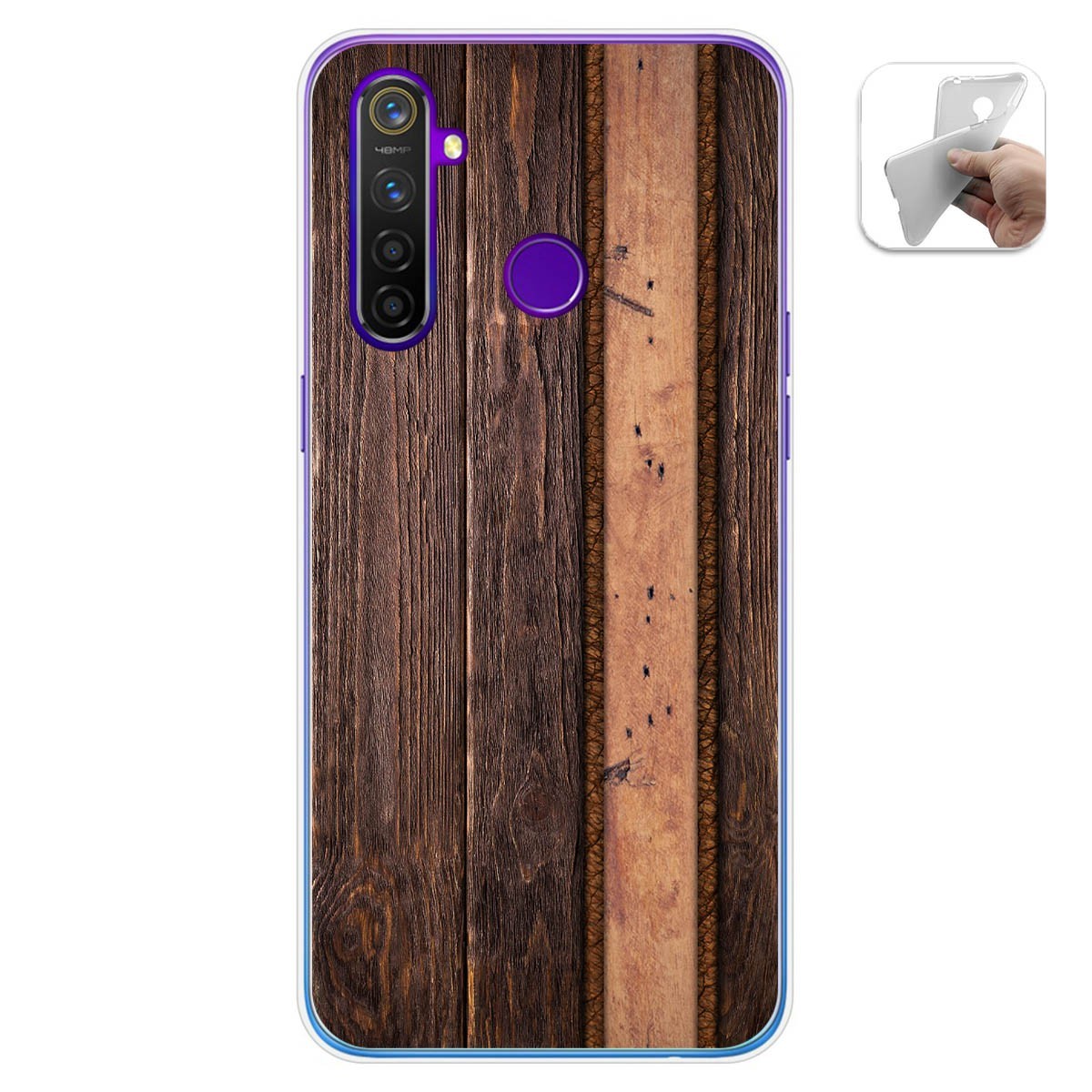 Funda Gel Tpu para Realme 5 Pro diseño Madera 05 Dibujos