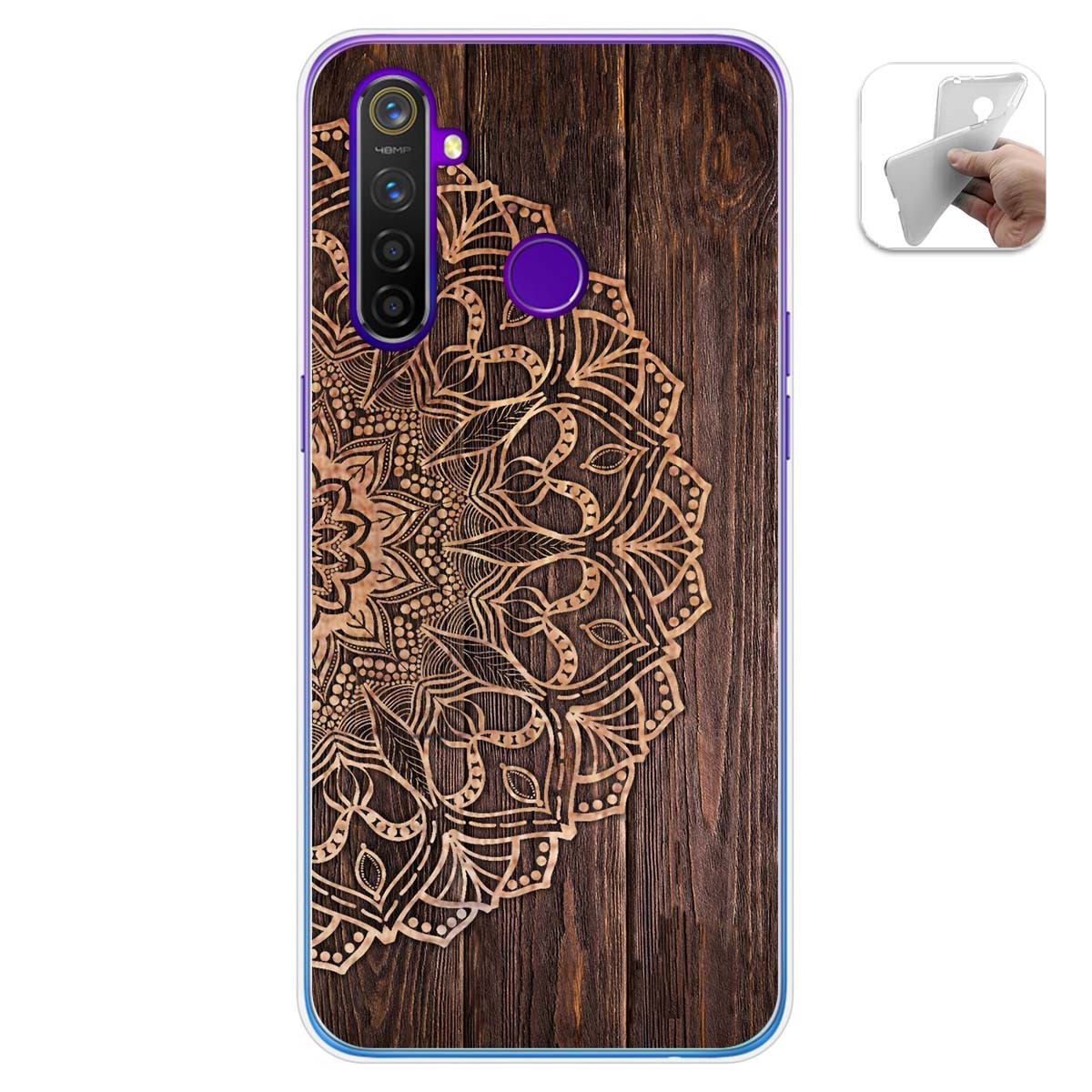 Funda Gel Tpu para Realme 5 Pro diseño Madera 06 Dibujos