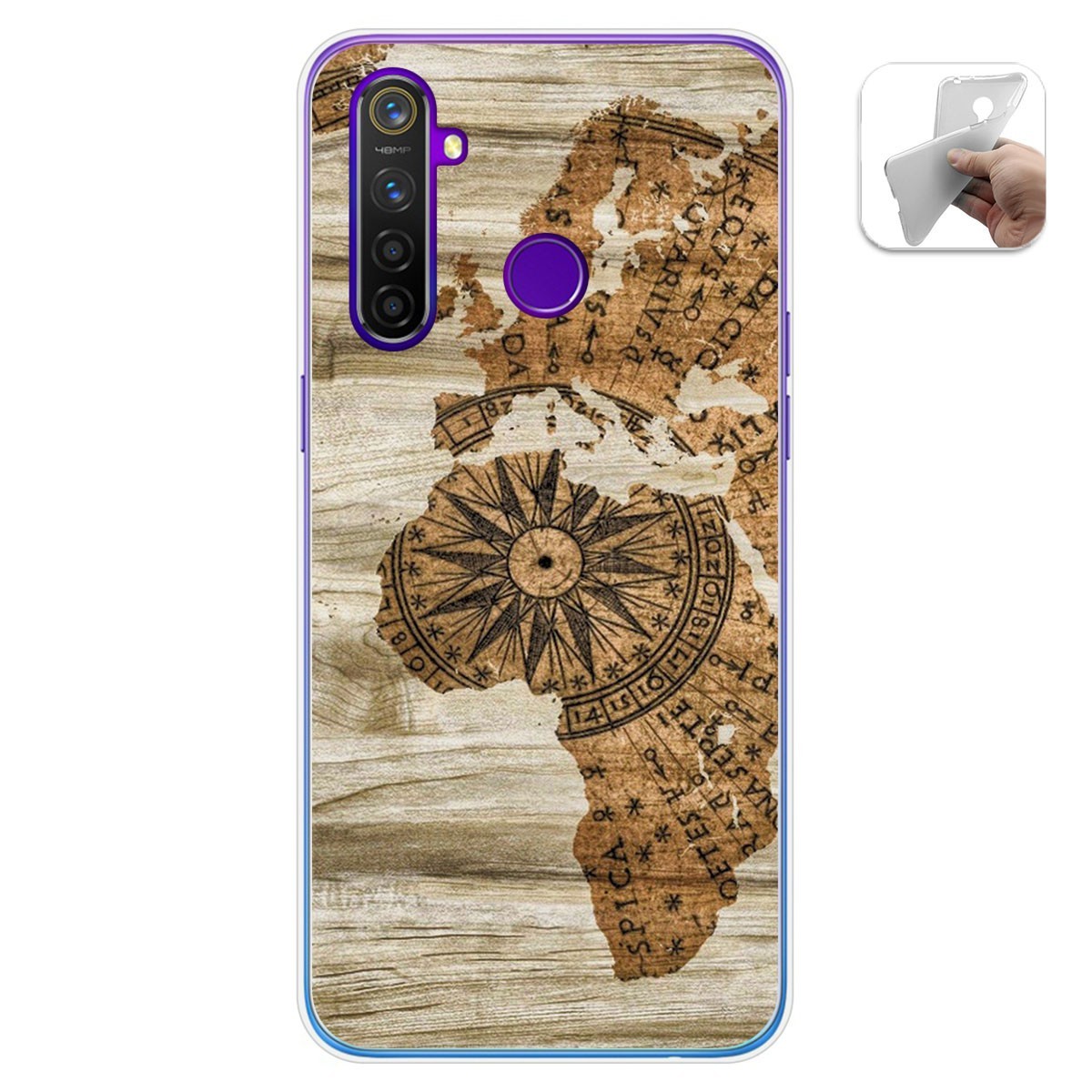 Funda Gel Tpu para Realme 5 Pro diseño Madera 07 Dibujos