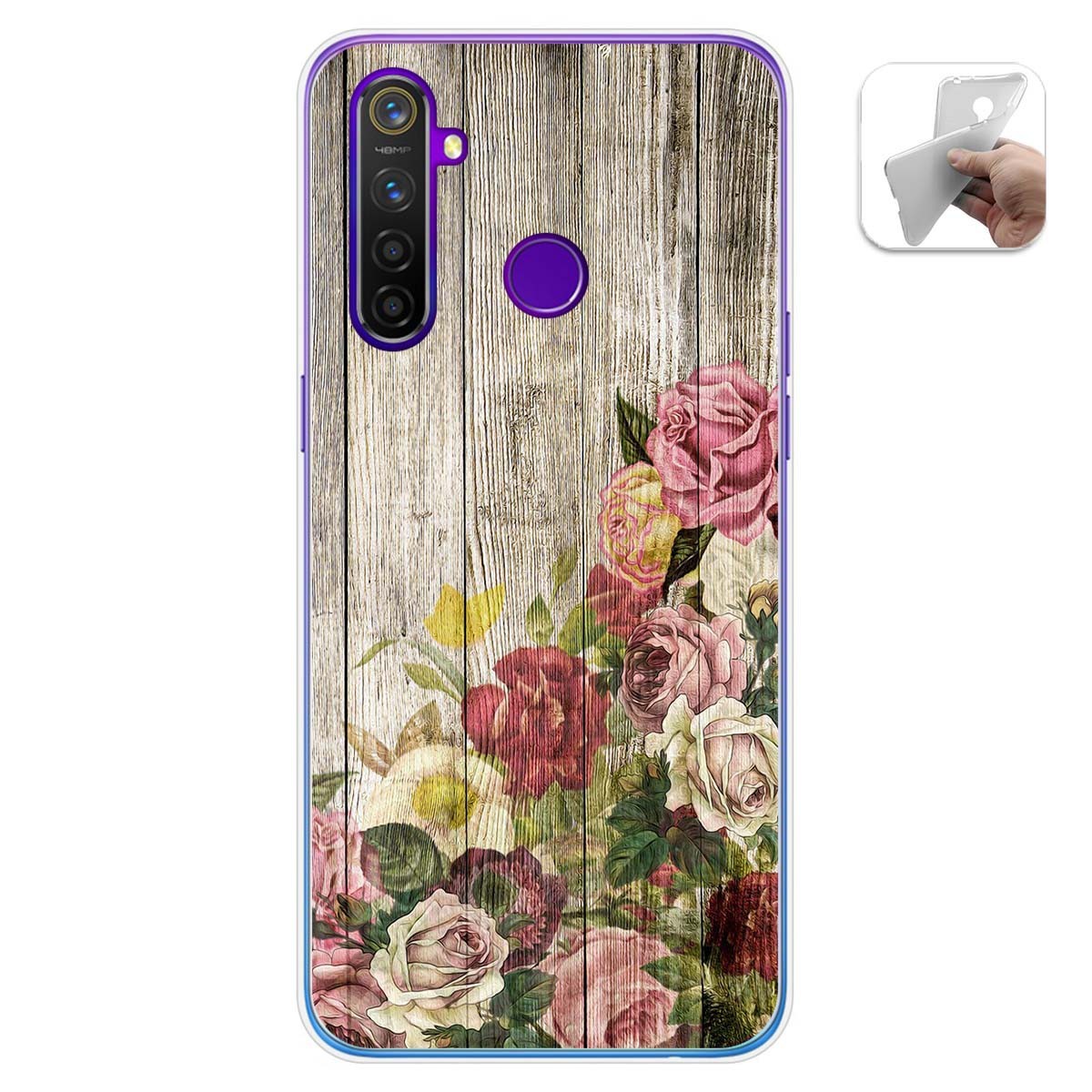 Funda Gel Tpu para Realme 5 Pro diseño Madera 08 Dibujos