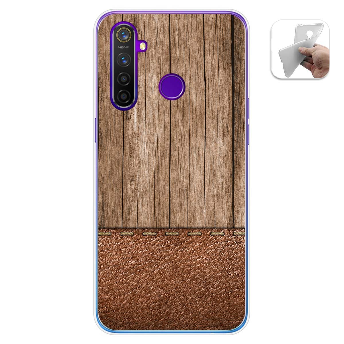 Funda Gel Tpu para Realme 5 Pro diseño Madera 09 Dibujos