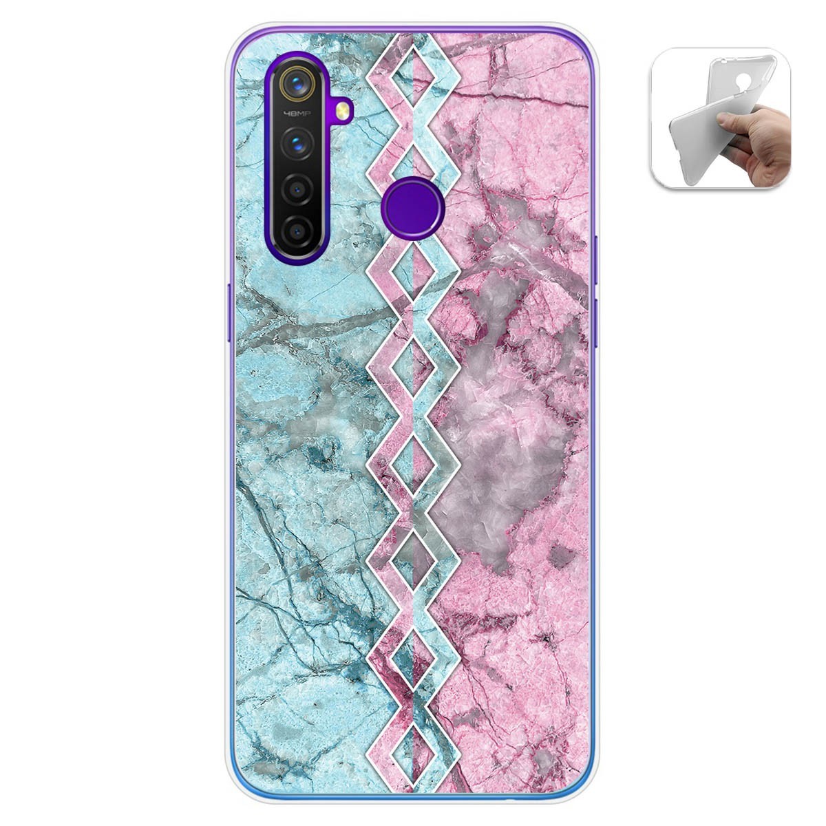Funda Gel Tpu para Realme 5 Pro diseño Mármol 08 Dibujos