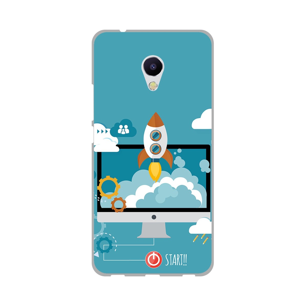 Funda Gel Tpu para Meizu M5S Diseño Cohete Dibujos