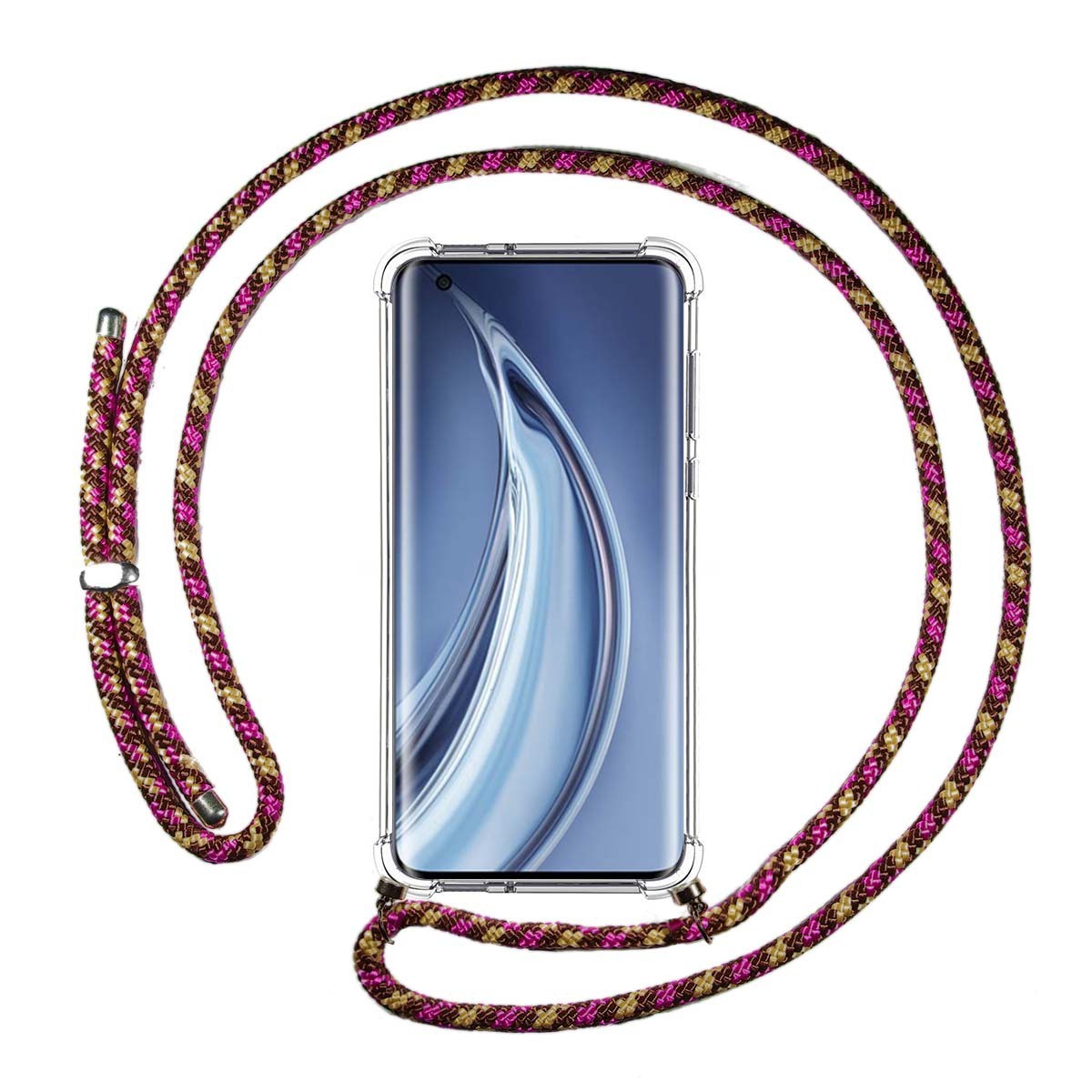 Funda Colgante Transparente para Xiaomi Mi 10 / Mi 10 Pro con Cordon Rosa / Dorado