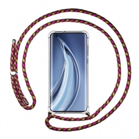 Funda Colgante Transparente para Xiaomi Mi 10 / Mi 10 Pro con Cordon Rosa / Dorado