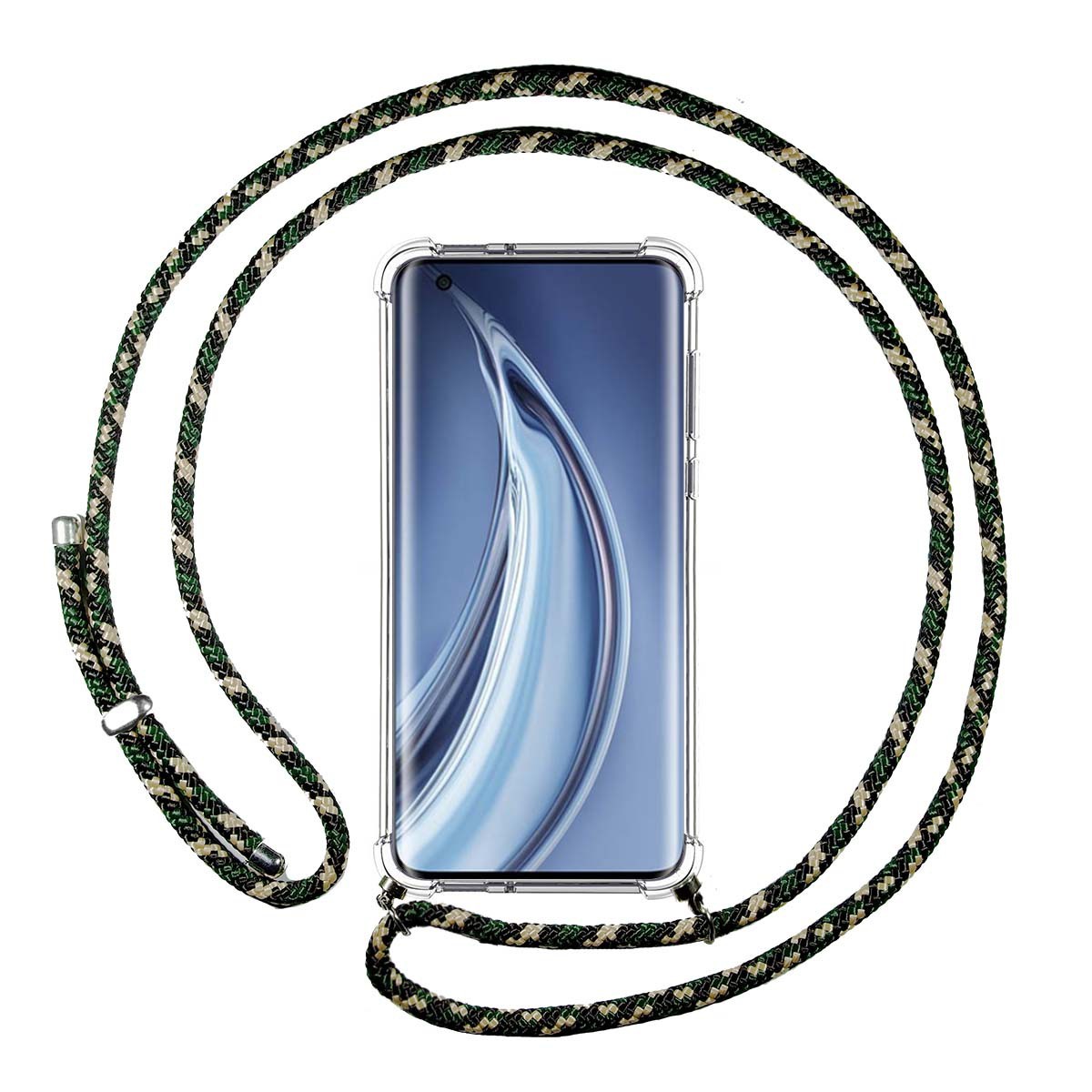 Funda Colgante Transparente para Xiaomi Mi 10 / Mi 10 Pro con Cordon Verde / Dorado